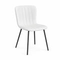 Chaise en cuir synthétique blanche avec pieds métalliques