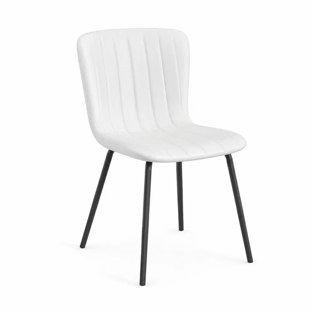 Chaise en cuir synthétique blanche avec pieds métalliques