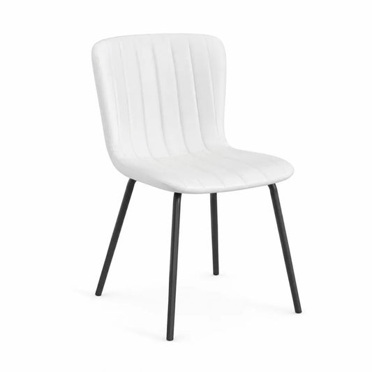 Chaise en cuir synthétique blanche avec pieds métalliques