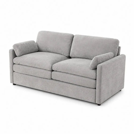 Canapé 2 Places Tissu Polyester Gris