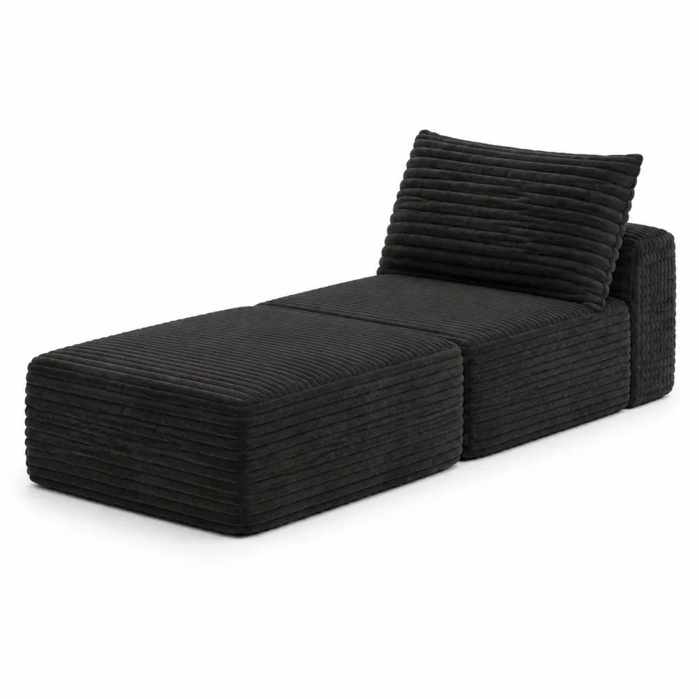 Chaise Longue Modulable en Velours Noir