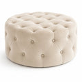 Pouf rond en tissu beige Ø70 cm