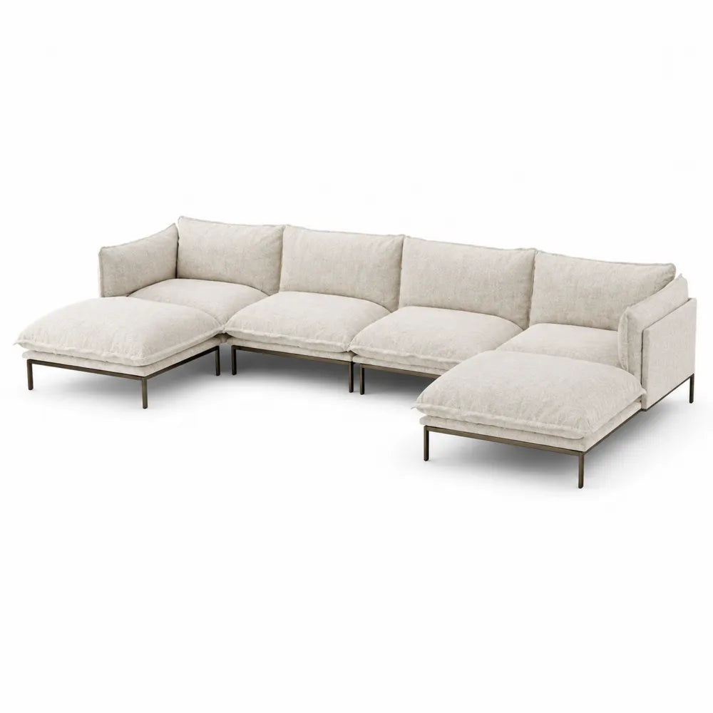 Canapé d'angle en tissu polyester et métal 280x150 cm