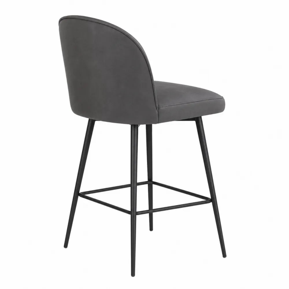 Tabouret de bar en cuir synthétique gris avec cadre en métal