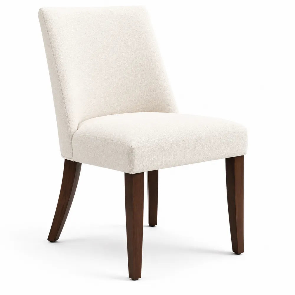 Chaise de salle à manger en tissu beige avec pieds en bois