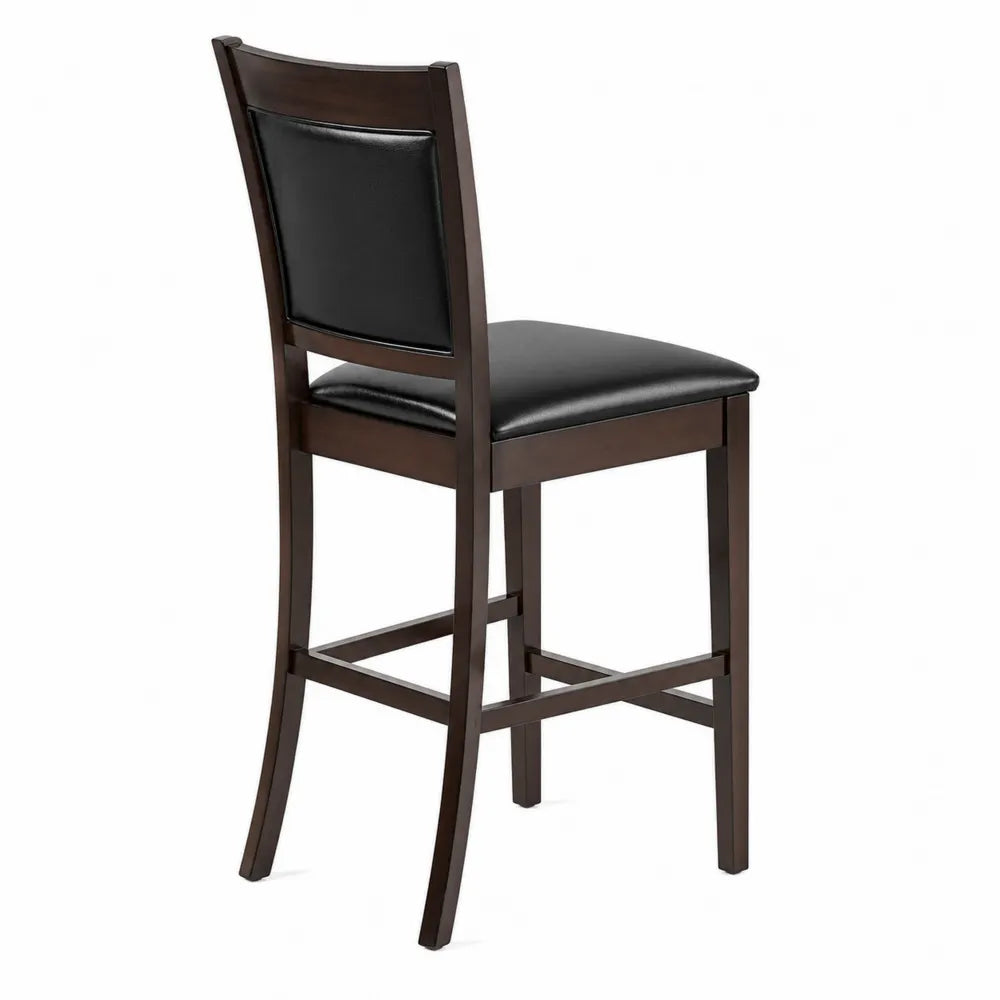 Chaise de bar en bois avec assise en cuir synthétique