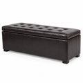 Banc de rangement en cuir marron