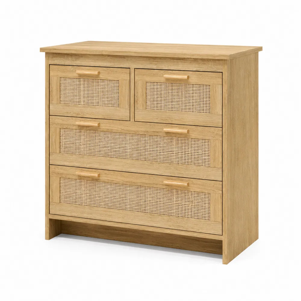 Commode en bois et rotin 91x40x95 cm