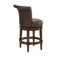 Tabouret de Bar en Bois et Similicuir Marron, Hauteur 110 cm