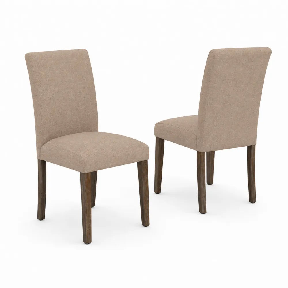 Lot de 2 chaises en tissu avec pieds en bois