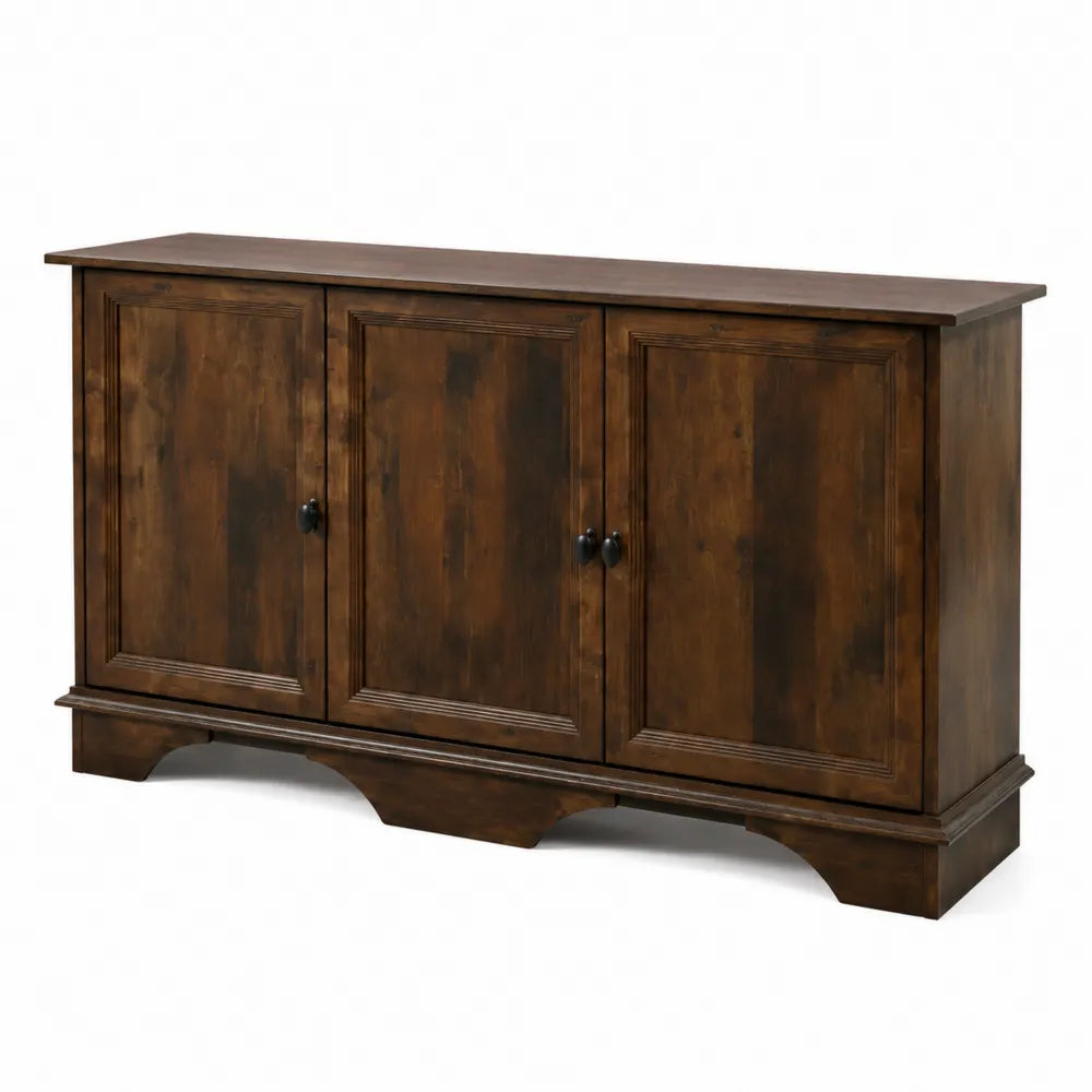 Buffet en bois de pin marron 3 portes 120x40x80 cm