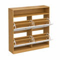 Étagère à chaussures en bois avec 6 compartiments basculants Chêne Blanc